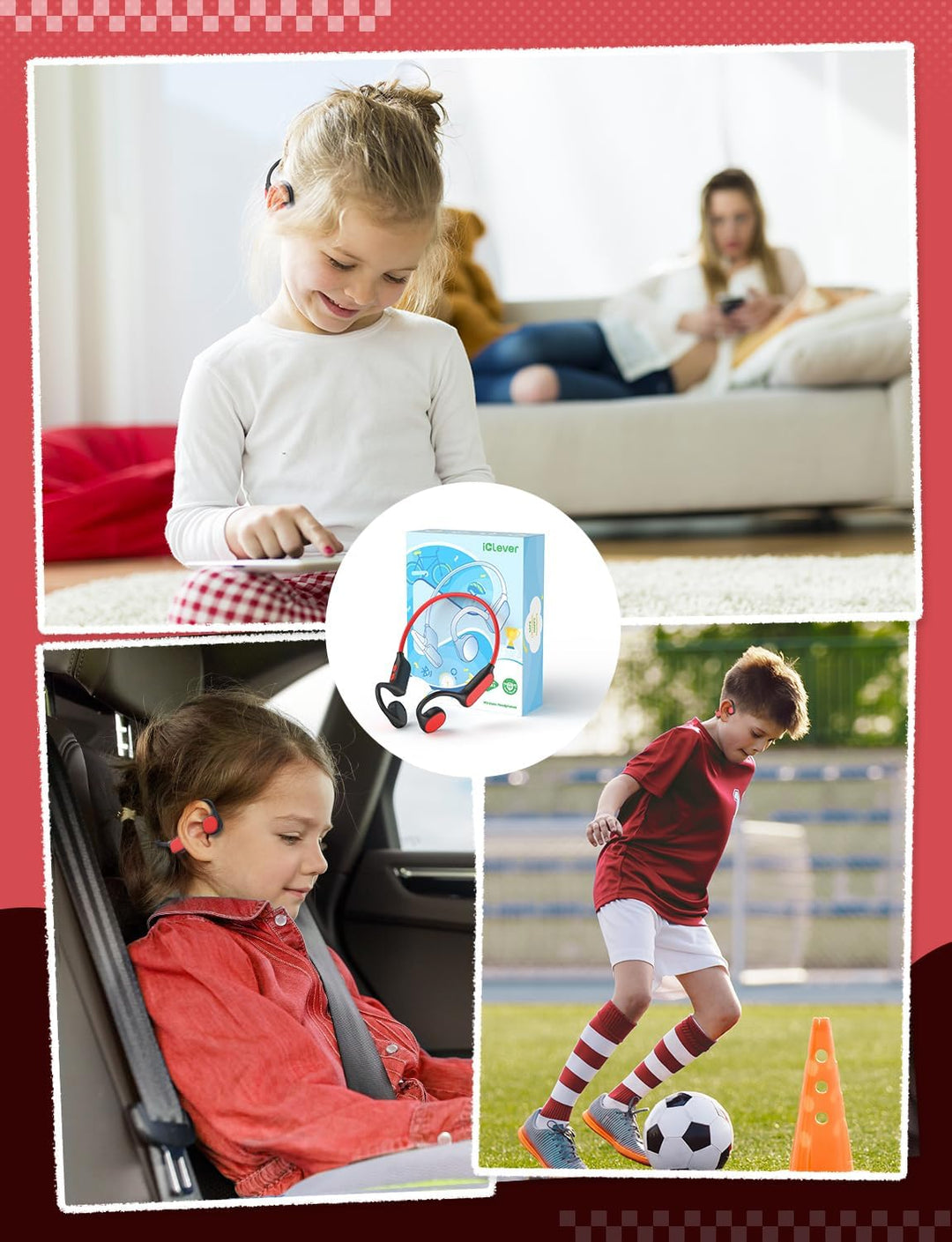 iClever OWS01 Bluetooth Kopfhörer Kinder mit Luftleitung 360° Biegung | SafeSound Tech, Offenes Ohr,