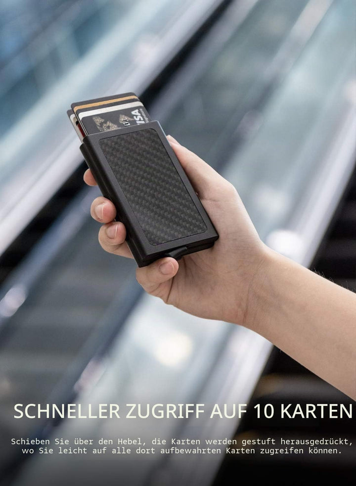 VULKIT Kartenetui Metall mit RFID NFC Schutz Karten Geldbörse Herren Geldbeutel Doppelt Karten Etui