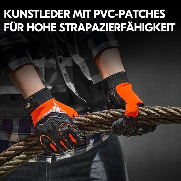 Vgo... 2 Paare hohe Mechnische Arbeitshandschuhe, für grosse Belastungsarbeit, Vibration-Schutz-Hand