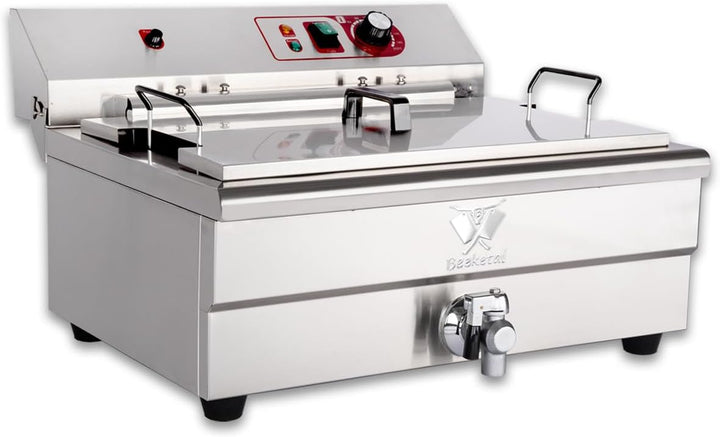 Beeketal 'BWF-200P' Profi Gastronomie Kaltzonen Fritteuse/Fettbackgerät mit seitlichem Abtropfgitter