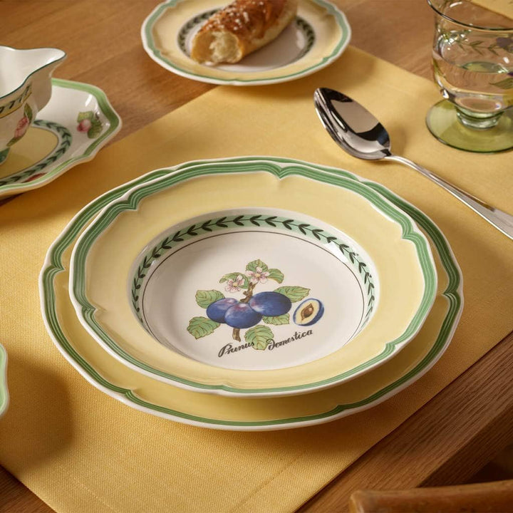 Villeroy und Boch French Garden Valence Suppenteller, 23 cm, Premium Porzellan, Weiss/Bunt