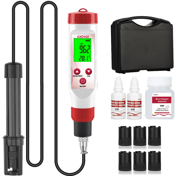Sauerstoffmessgerät-Testkit, Teichsauerstofftester, DO-Messgerät mit austauschbarer Membrankappe, sa