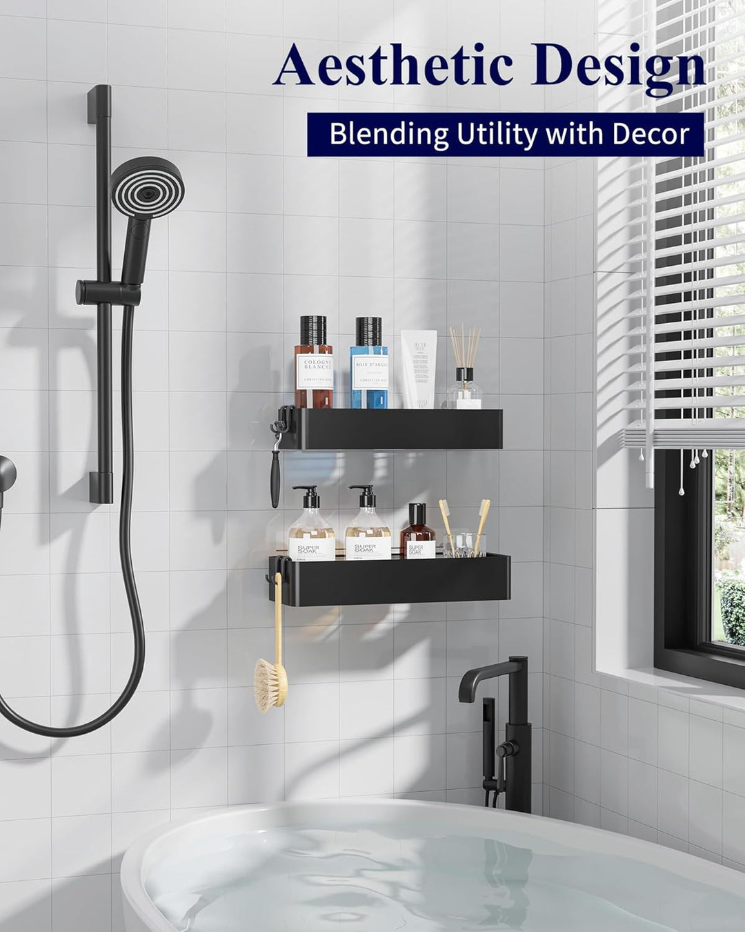 Kitsure Duschablage ohne Bohren - 2 Stück rostfreie Badezimmer Organizer, schnell trocknende Badrega