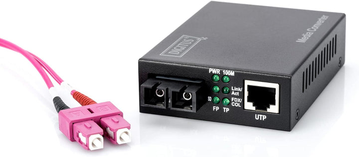 DIGITUS Medienkonverter - Multimode - Fast Ethernet - RJ45 / SC - 1310nm Wellenlänge - Bis 2km - Sch