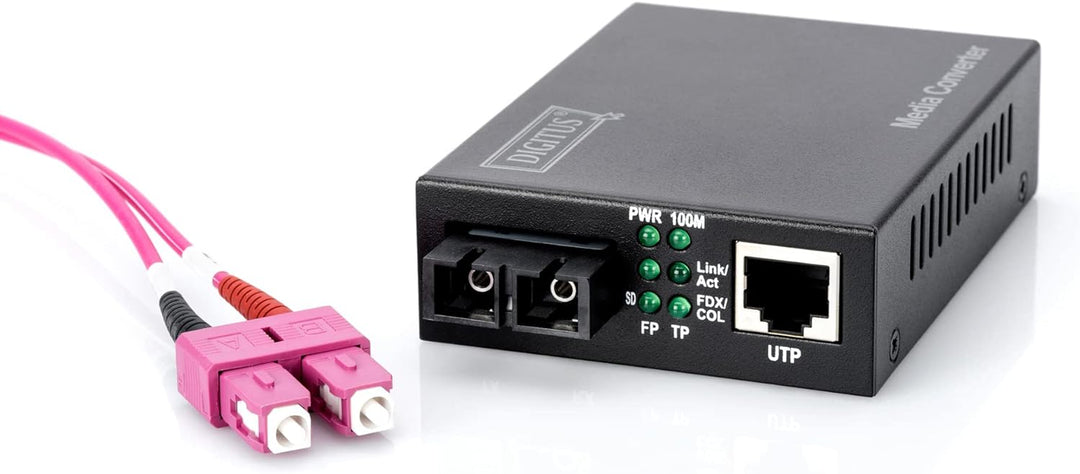 DIGITUS Medienkonverter - Multimode - Fast Ethernet - RJ45 / SC - 1310nm Wellenlänge - Bis 2km - Sch
