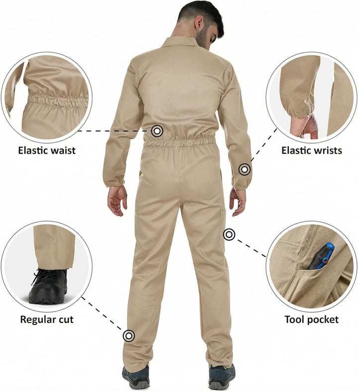 BWOLF Herren Anax Overall Arbeitsoverall Herren (1er Pack) S Khaki, S Khaki
