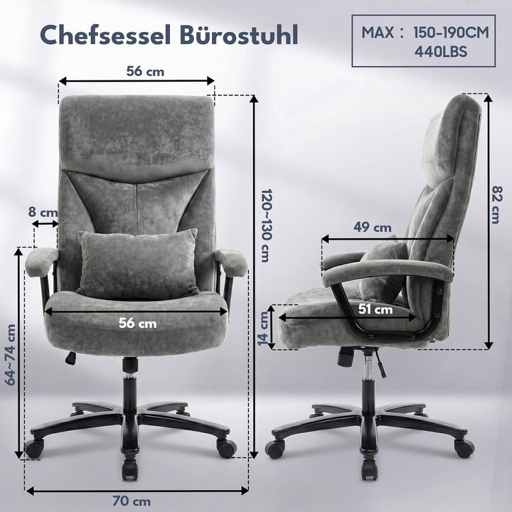 Asukale Bürostuhl Chefsessel belastbar bis 200kg, Computerstuhl Schreibtischstuhl, höhenverstellbare