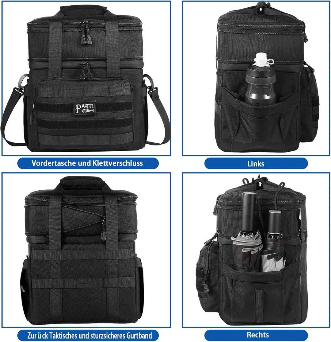 Kühltasche Faltbar Lunch Tasche Weich kühlbox für Herren Baustelle, Gross 15l 18l Erweiterbar 2-Deck