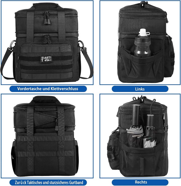 Kühltasche Faltbar Lunch Tasche Weich kühlbox für Herren Baustelle, Gross 15l 18l Erweiterbar 2-Deck