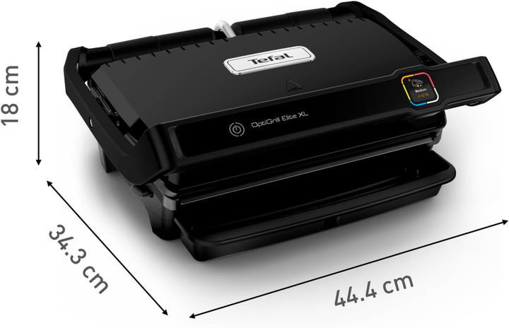 Tefal OptiGrill Elite XL Kontaktgrill, 16 Programme, Digitales Display mit Garstufenanzeige, Abnehmb