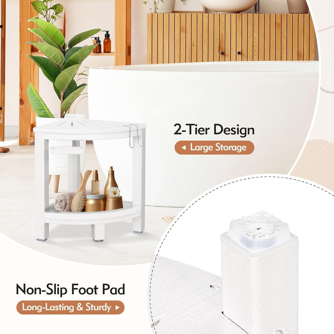 NALONE Duschhocker, HDPE Badhocker modern Design 2-Tier badezimmerhocker mit rutschfesten Fusspolste
