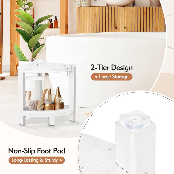 NALONE Duschhocker, HDPE Badhocker modern Design 2-Tier badezimmerhocker mit rutschfesten Fusspolste