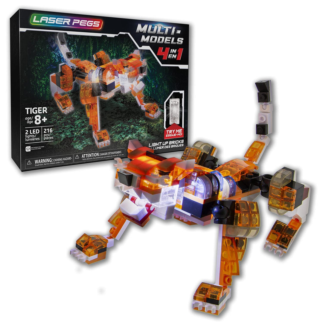 Laser Pegs Multi Models - 4-in-1 Red Tiger 4 in 1 Red Tiger, 4 in 1 Red Tiger