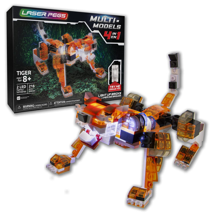 Laser Pegs Multi Models - 4-in-1 Red Tiger 4 in 1 Red Tiger, 4 in 1 Red Tiger