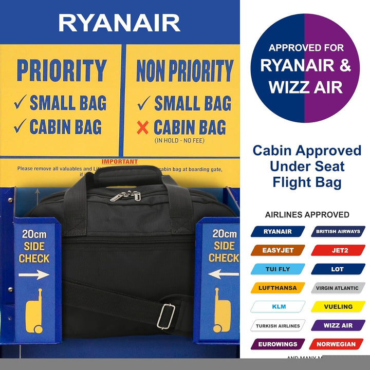 Aerolite Ryanair Handgepäck 40x20x25 mit 10 Jahre Garantie Maximale Grösse der Kabinenreisetasche Fl