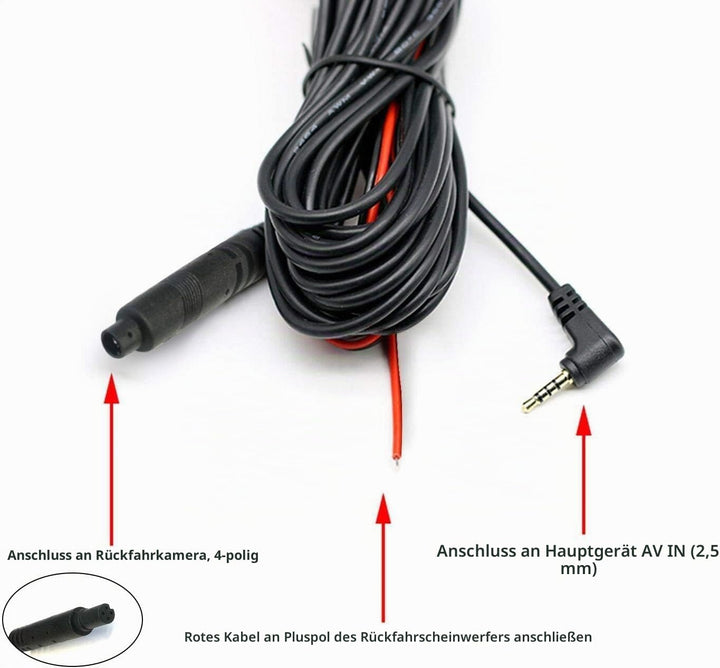 REDTIGER 50Feet Rückfahrkamera Ersatz längeres Kabel für Dash Cam (4 pin,2.5mm) 50Ft, 50Ft