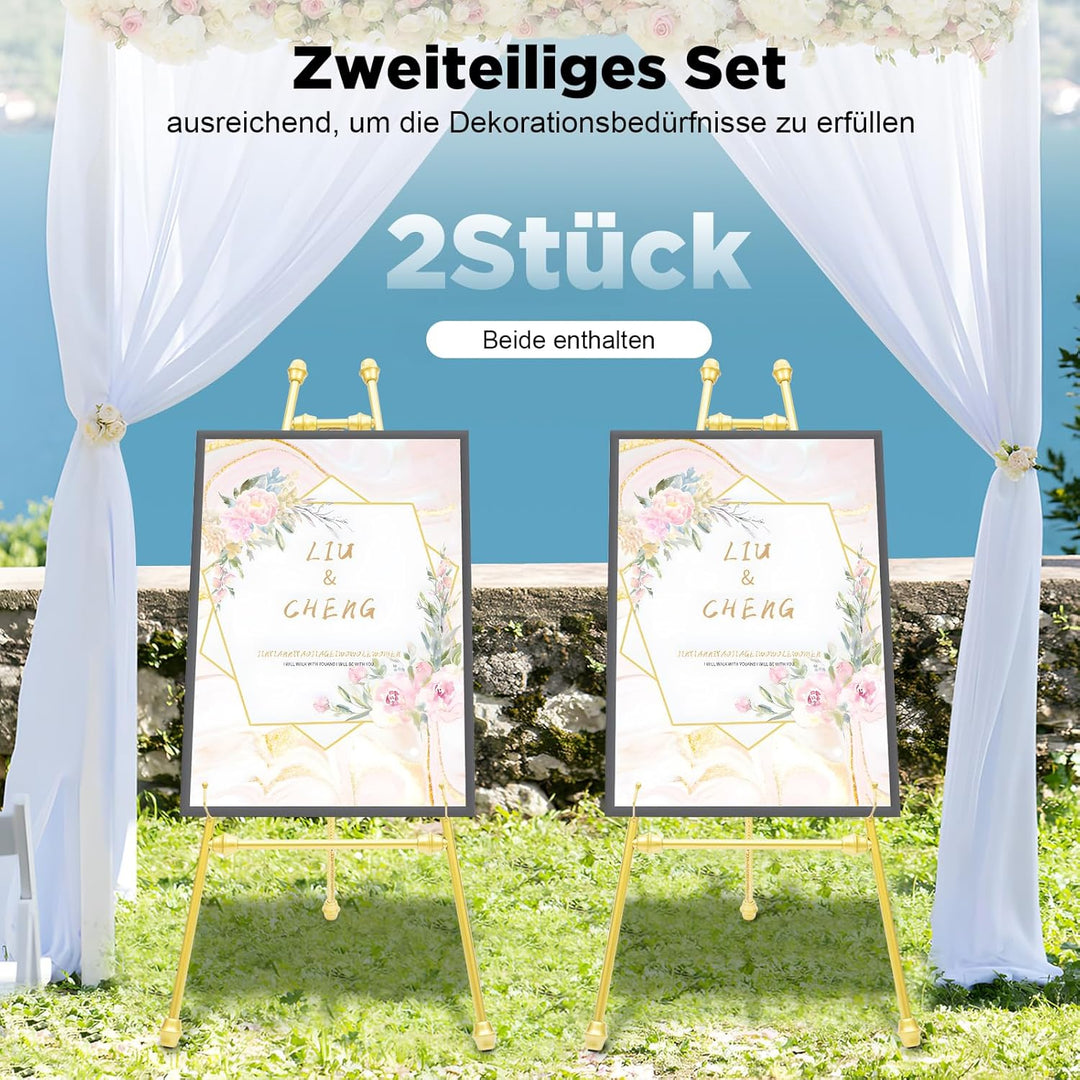 2 Stücke Staffelei Ständer Staffelei Display Ständer für Hochzeitsschild & Poster, Goldene Display-H
