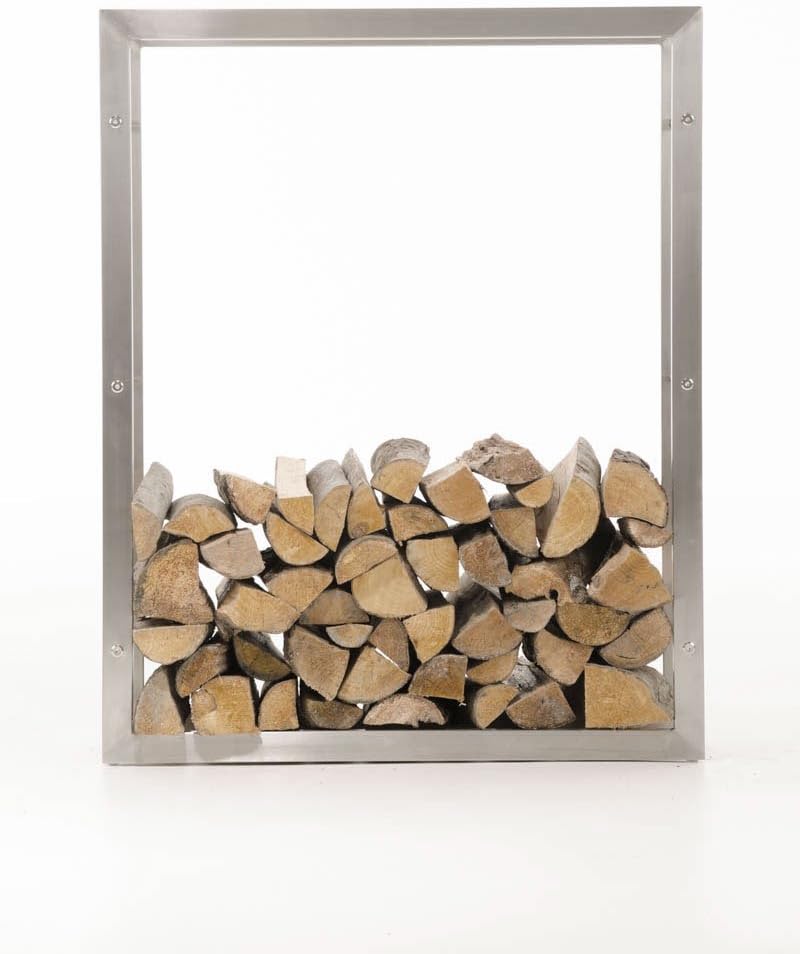 CLP Kaminholzregal Keri aus Edelstahl I Robuster Kaminholzständer mit Bodenschonern I Holzbutler in