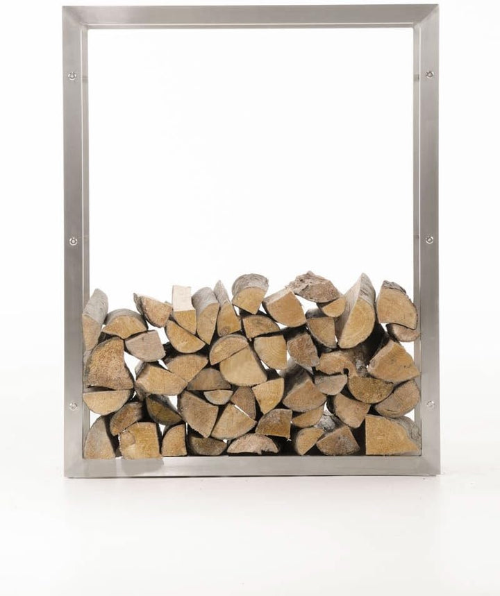 CLP Kaminholzregal Keri aus Edelstahl I Robuster Kaminholzständer mit Bodenschonern I Holzbutler in