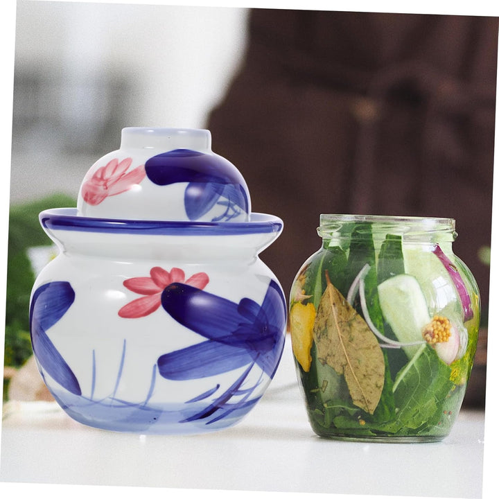 Happyyami Kimchi-Altar Chinesisches Gurkenglas Gärbehälter Onggi-Kimchi-Topf Pickle-flip-Glas Gurken