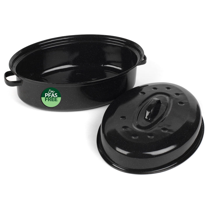 Russell Hobbs CW11491 36cm Glaskörper-Emaille tiefer Bräter/brattopf mit Deckel, spülmaschinenfest o
