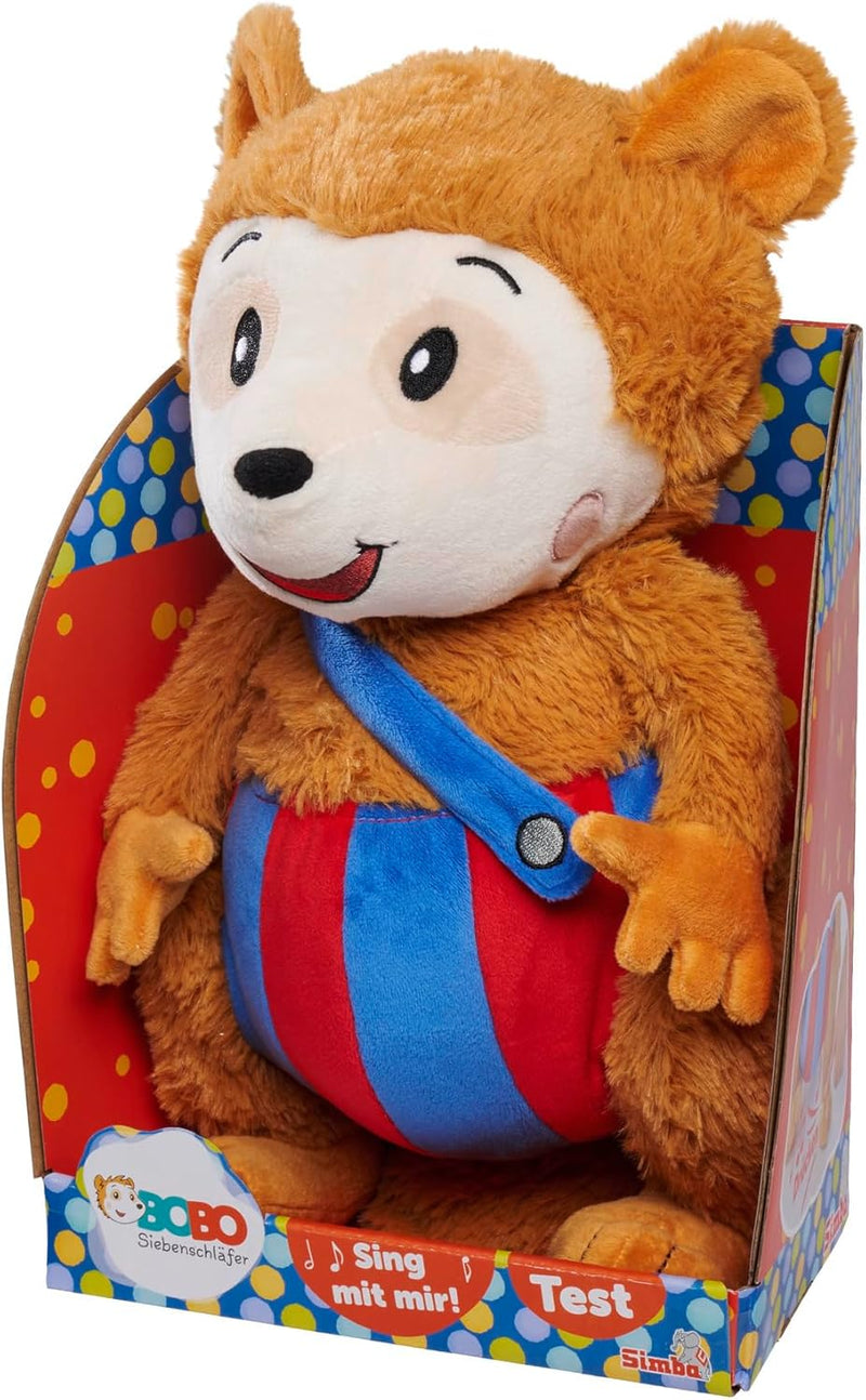 Simba 109241017 - Bobo Siebenschläfer Kuscheltier, Sing mit mir Plüschtier, spielt Musik, 35 cm gros