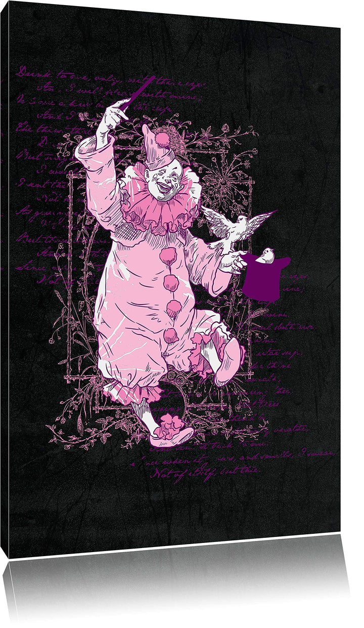 Dark Clown black Leinwandbild Bild auf Leinwand, XXL riesige Bilder fertig gerahmt mit Keilrahmen, K