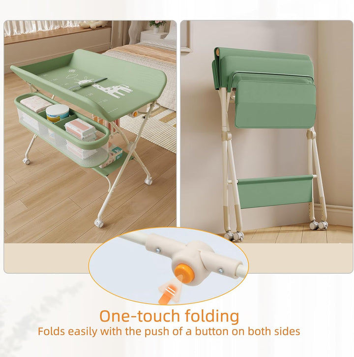 OHMG Baby Wickelkombi Mobiler Bade-Wickeltisch faltbar,klappbare Wickelkommode mobiler,Wickeltisch m