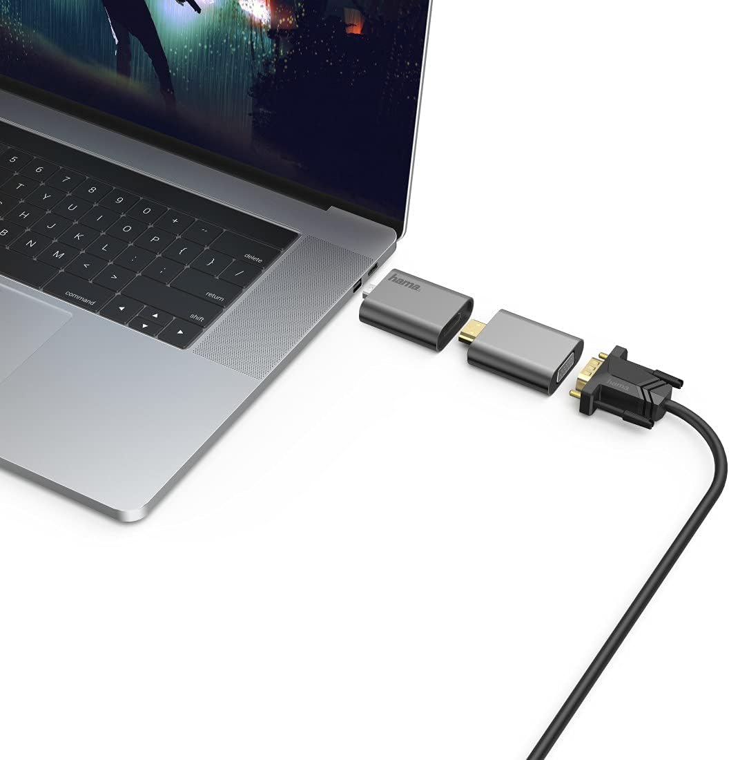 Hama Adapter Set, 6in1 Hub mit USB-C (USB C Adapter mit Mini-DisplayPort, HDMI™, VGA für PC, Noteboo