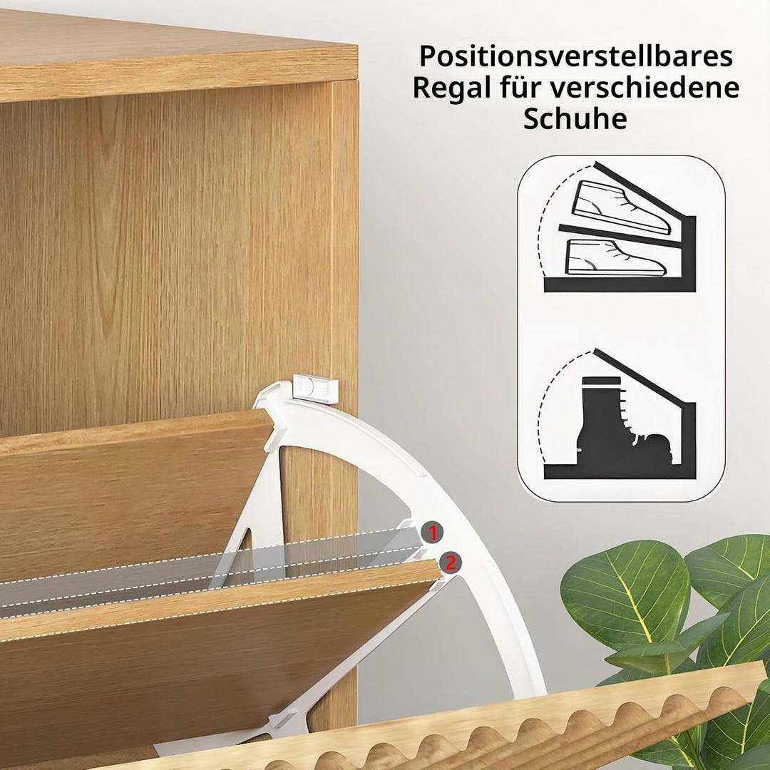 80×30×102 h cm Schuhschrank, Wellen-Design Schmal Shoe Storage Cabinet Mit 2 Klappen, Freistehender