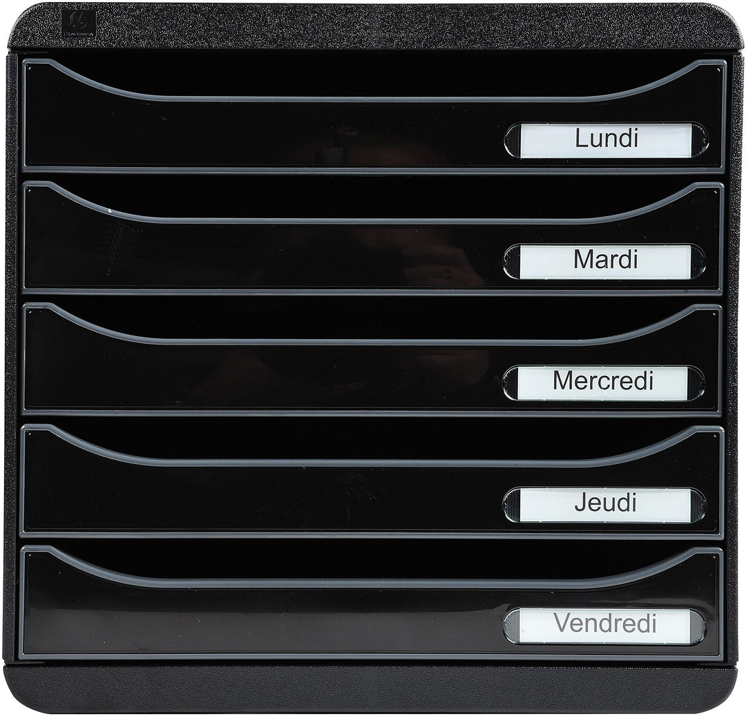 Exacompta 3097214D Premium Ablagebox mit 5 Schubladen für DIN A4+ Dokumente. Stapelbare Schubladenbo
