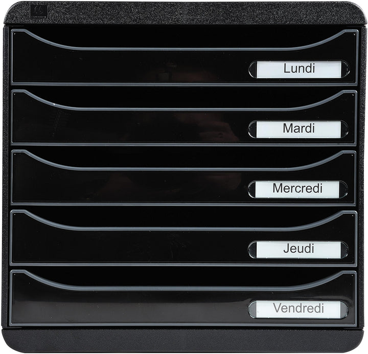 Exacompta 3097214D Premium Ablagebox mit 5 Schubladen für DIN A4+ Dokumente. Stapelbare Schubladenbo
