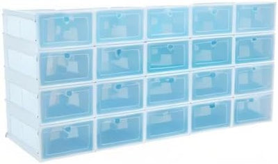 SABUIDDS Schuhboxen 20er Set Schuhkartons Durchsichtig Schuhaufbewahrung mit Deckel Aufbewahrungsbox