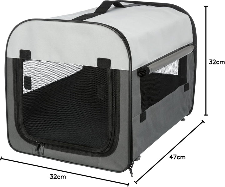 TRIXIE Hundebox Basic - Grösse XS: 32 x 32 x 47 cm - mit abdeckbaren Netzeinsätzen, Fleece-Bodenplat