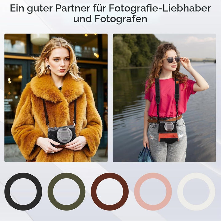 Rieibi G7 X G7X II G7X III Hülle, Vintage Leder Kameratasche für Canon PowerShot G7X G7X Mark II G7X