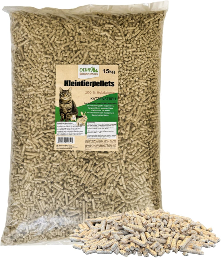 Kleintierstreu, Katzenstreu Holzpellets 30 kg (46 L) – 100% natürliche Einstreu für Katzen, Kaninche