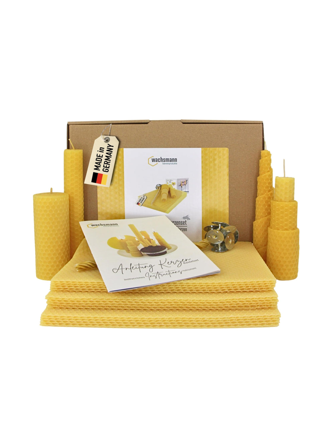 Wachsmann 100% reines Bienenwachs aus Deutschland, Kerzen selber machen Set – 15 Bienenwachsplatten