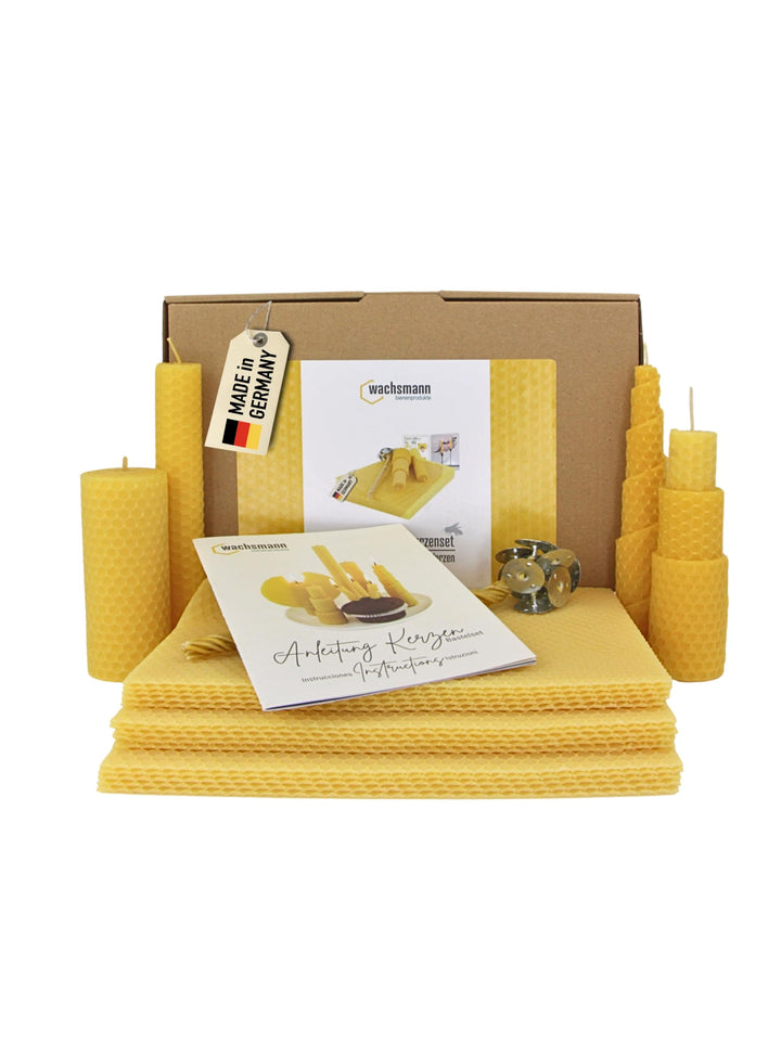 Wachsmann 100% reines Bienenwachs aus Deutschland, Kerzen selber machen Set – 15 Bienenwachsplatten