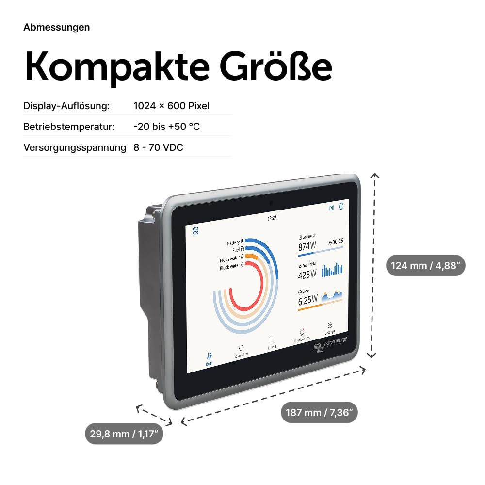 Victron Energy Ekrano GX mit integriertem Display zur Systemüberwachung und -Steuerung