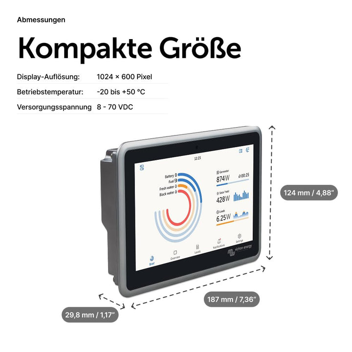 Victron Energy Ekrano GX mit integriertem Display zur Systemüberwachung und -Steuerung