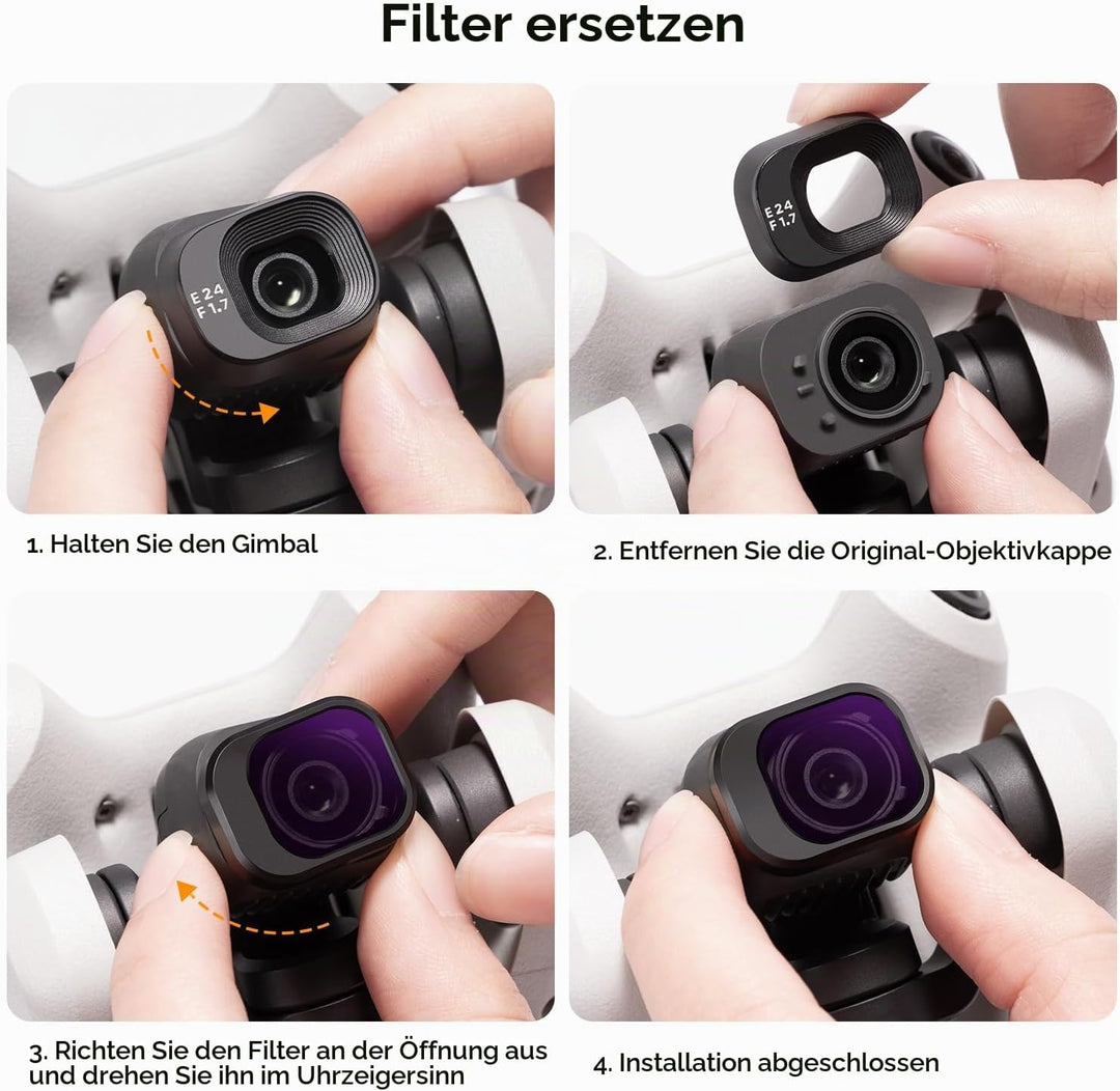 K&amp;F Concept Mini 4 Pro ND Filterset, 4 Stück ND8, ND16, ND32, ND64 Filter Kompatibel mit DJI Mini 4