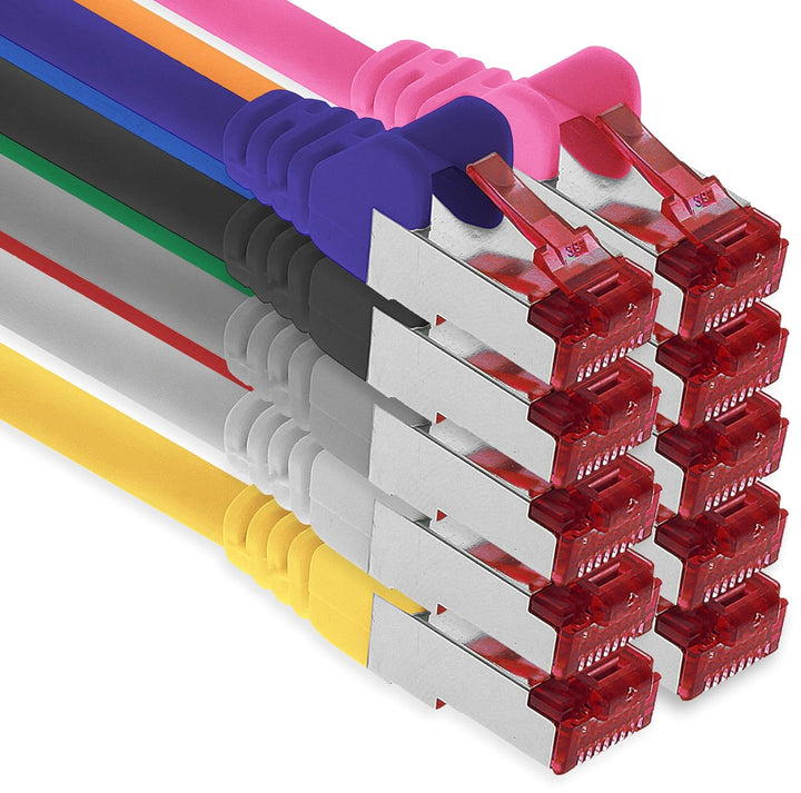 Netzwerkkabel Cat 6 (10m - 10 Farben) Ethernetkabel Cat Kabel Lankabel Cat6 (SFTP PIMF) doppelt gesc