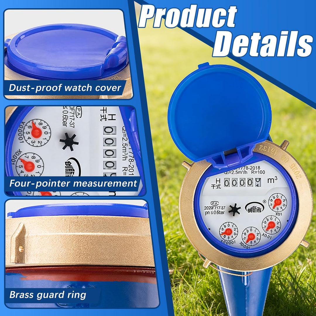 Wasserzähler, DN20 Gartenhaus Metall Kaltwasserzähler Gartenwasserzähler Geeicht Rotor-Wasserzähler
