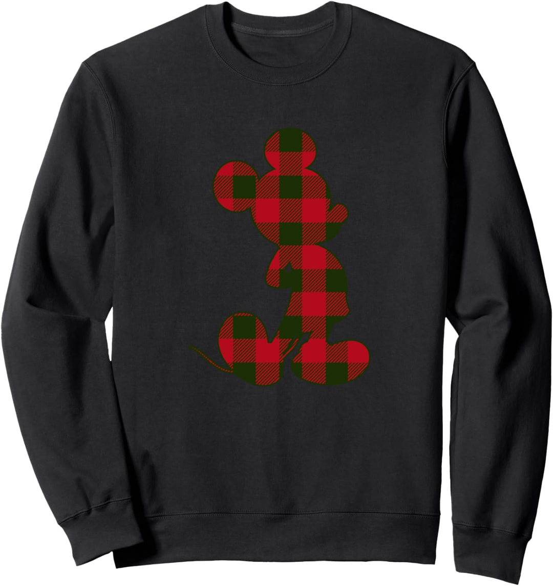 Disney Mickey Mouse Red Plaid Silhouette Fill Sweatshirt
