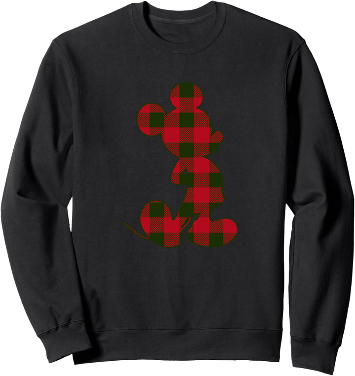 Disney Mickey Mouse Red Plaid Silhouette Fill Sweatshirt