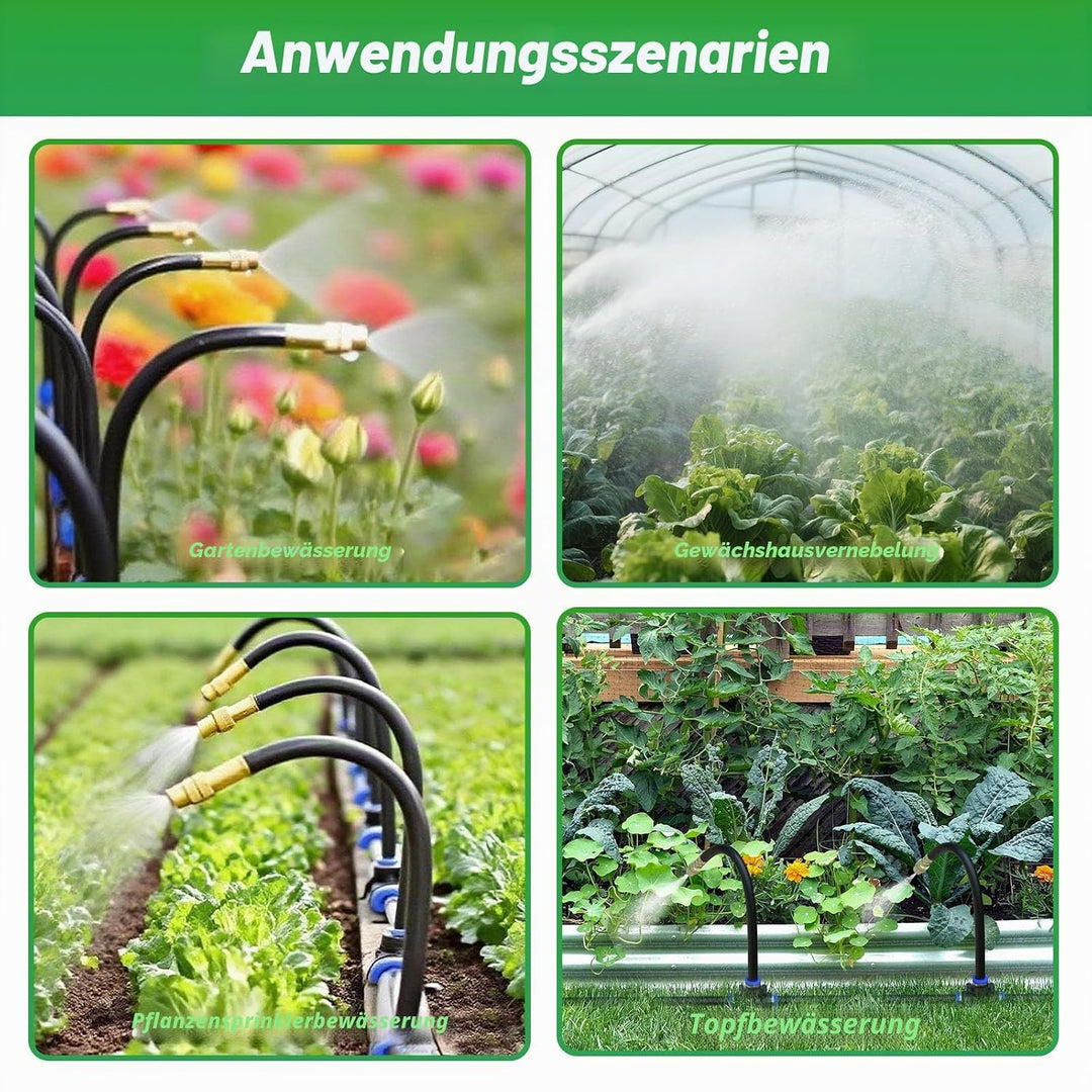 360° Einstellbar Garten Bewässerungssystem, Garten Bewässerungsschlauch Kit 15M with 15 Düsen, Tropf