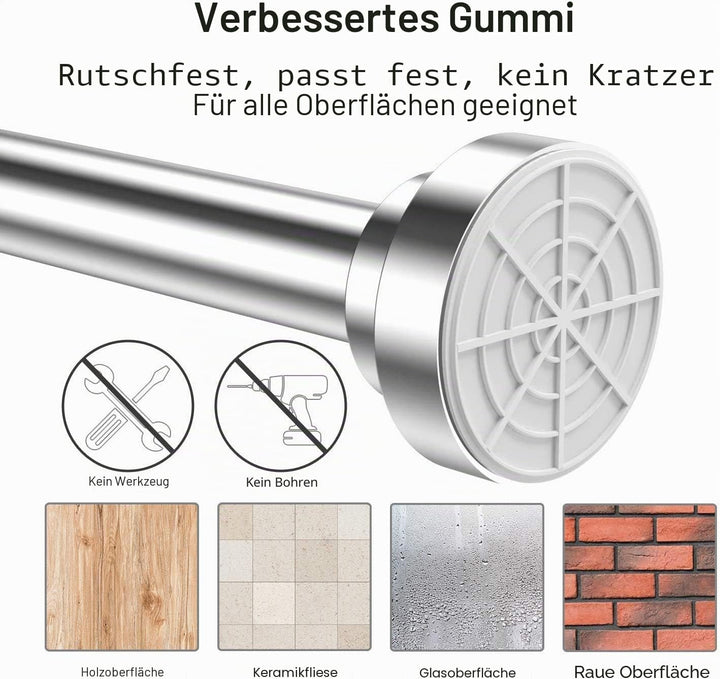 Teleskopstange Siler 150cm-250cm Duschvorhangstange ohne Bohren aus Edelstahl ausziehbare Kleidersta