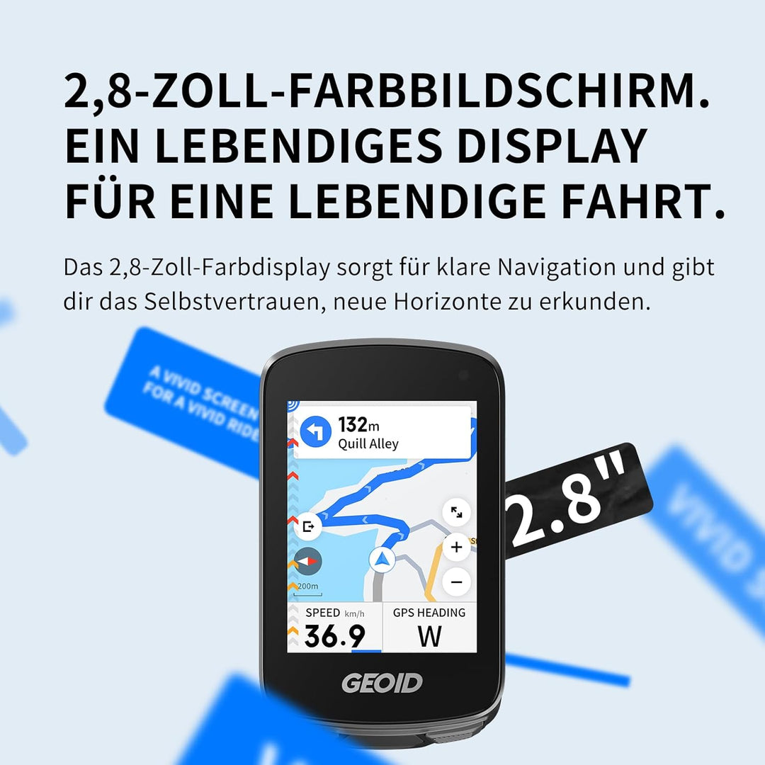 GEOID CC700 Pro GPS Fahrradcomputer mit 2,8 Zoll Touchscreen Farbbildschirm – Kabelloser Fahrradtach