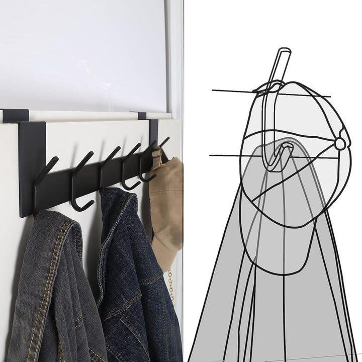SKOLOO Türhaken Zum Einhängen mit 6 Haken, Metall Türgarderobe Türhaken Innenseite - Kleiderhaken Tü