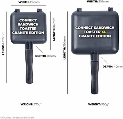 RidgeMonkey Connect Sandwich Toaster Granite Edition - Pfanne, Toaströster, Sandwichmaker Standard,